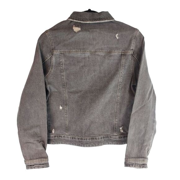 Mavi Women Small Gray Button Front Denim Distressed Jean Jacket - Picture 3 of 6